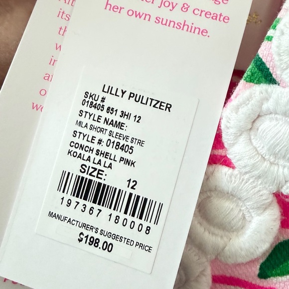 NWT Lilly Pulitzer Mila Short Sleeve Pink and Green Floral Dress - Koala La La - Picture 7 of 7